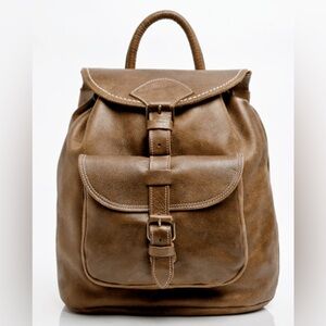 Roots Brown Leather Backpack with Front Buckle Pocket Read